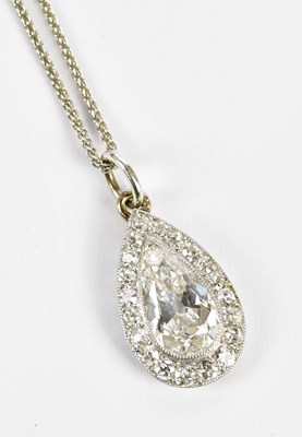 Lot 316 - An 18ct white gold pear shaped diamond cluster...
