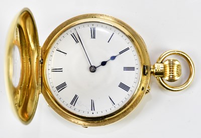 Lot 651 - An 18ct yellow gold crown wind half hunter...