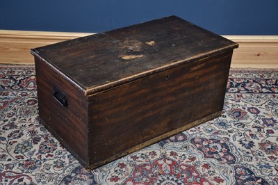 Lot 1196 - A stained pine blanket chest of rectangular...