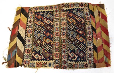 Lot 144 - A Kurdish Kilim hand-woven multicoloured rug,...