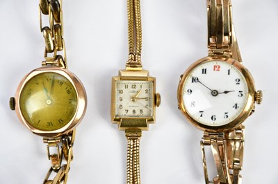 Lot 601 - Three lady's vintage 9ct yellow gold...