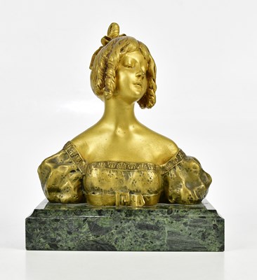 Lot 2061 - DELAGRANGE; an Art Nouveau gilded bronze bust...