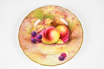 Lot 2819 - ROYAL WORCESTER; a hand painted side plate...