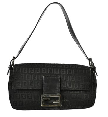Lot 733 - FENDI; a black cloth Mamma Baguette shoulder...