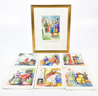 Lot 1251 - Seven Chinese watercolours depicting various...