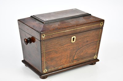 Lot 1309 - A 19th century rosewood tea caddy with mother...