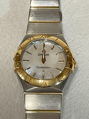 Lot 1288 - OMEGA; a lady's two tone Constellation...