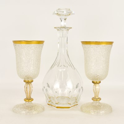 Lot 403 - BACCARAT; a cut crystal decanter with cut gilt...