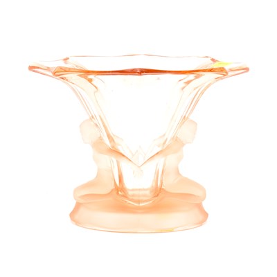 Lot 405 - A 1930s Art Deco rose-coloured pressed glass...