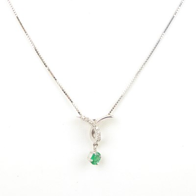 Lot 775 - An 18ct white gold dainty necklace with hoop...