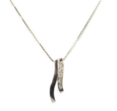 Lot 783 - A 9ct white gold dainty necklace with hoop...