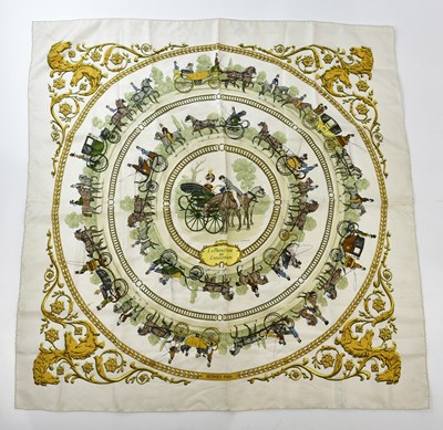 Lot 809 - HERMÈS; a 100% silk La Promenade de Long...