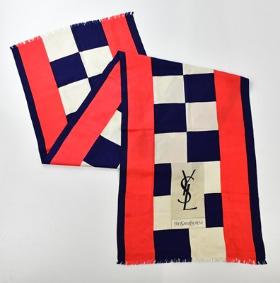 Lot 854 - YVES SAINT LAURENT; a 100% silk red, blue and...