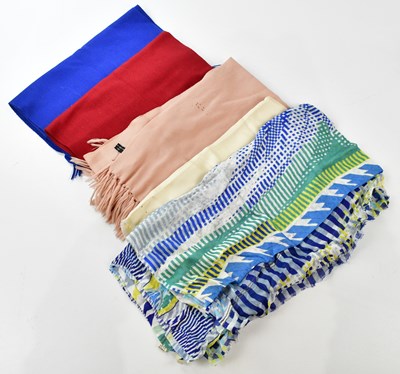 Lot 833 - LANVIN; three cashmere and wool red, blue and...