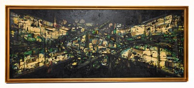 Lot 1327 - RANDLES; mid-century oil on board, abstract...