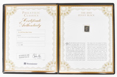Lot 416 - An 1840 Penny Black stamp contained in a...