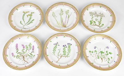 Lot 2823 - ROYAL COPENHAGEN; a set of six hand painted...