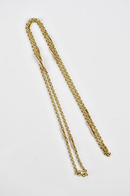 Lot 333 - A 9ct yellow gold fancy link chain, length...