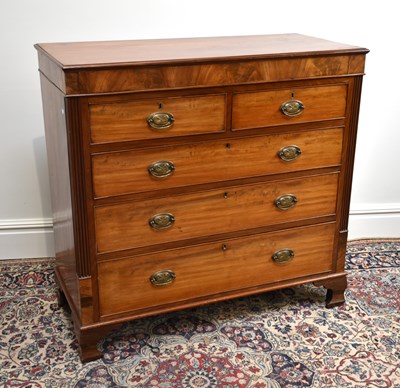 Lot 1111 - A 19th century mahogany chest of two short...