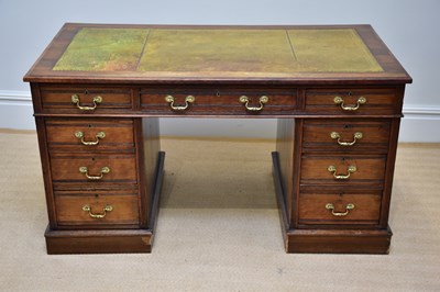 Lot 1017 - An Edwardian mahogany knee-hole twin pedestal...