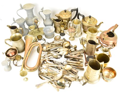 Lot 414 - A quantity of silver plated items, copper and...