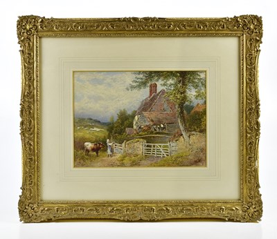 Lot 1622 - UNATTRIBUTED; watercolour, cattle and maiden...