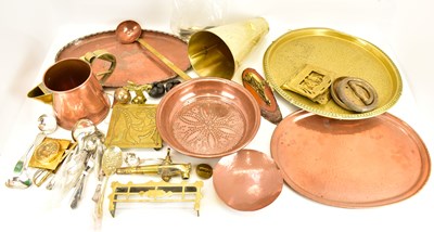 Lot 415 - Various mixed brass, copper and plated ware to...