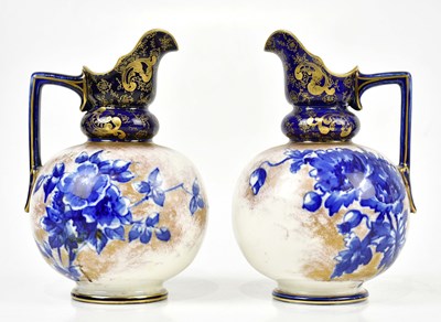 Lot 2785 - DOULTON BURSLEM; a pair of Flow Blue bulbous...