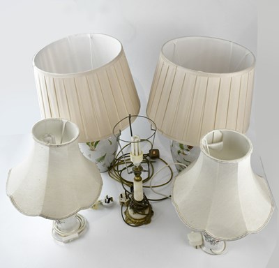 Lot 1573 - AYNSLEY; a decorative ceramic table lamp, an...