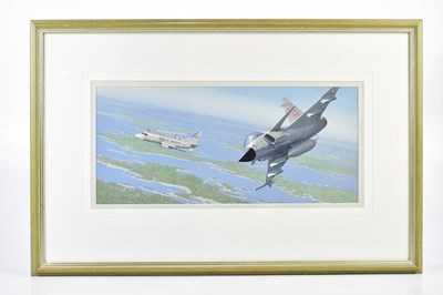 Lot 1608 - KEITH WOODCOCK; gouache, ‘SAAB JAS 39 GRIPEN &...
