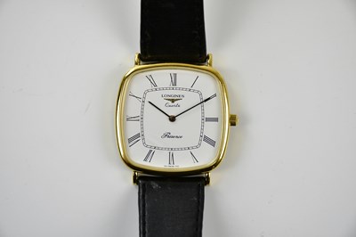 Lot 643 - LONGINES; a gentleman's Presence quartz gold...