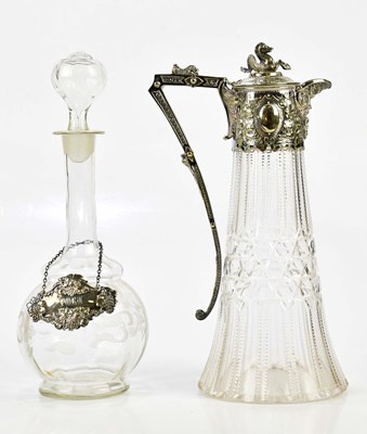 Lot 2026 - A late Victorian cut glass claret jug with...