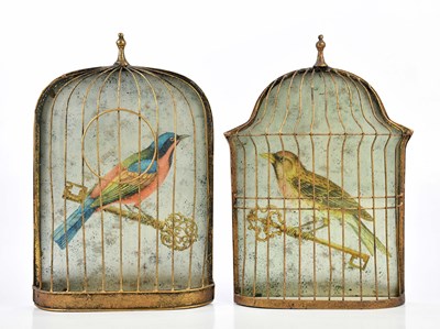Lot 1292 - Two modern decorative birdcage effect pictures,...