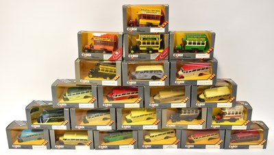 Lot 834 - CORGI; twenty-two diecast model buses and...