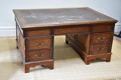 Lot 1018 - A 20th century mahogany knee-hole partners'...