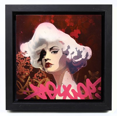 Lot 1316 - TROIKA; spray paint on board, 'Captivating',...