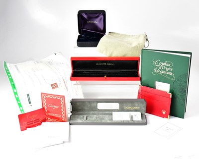 Lot 870 - A quantity of watch boxes and ephemera to...
