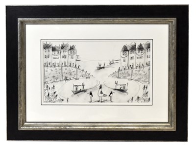 Lot 1230 - REBECCA LARDNER; a pencil drawing on mounted...