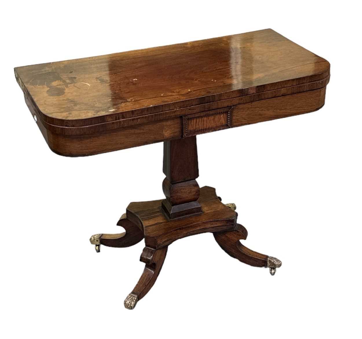 Lot 45 - A Regency rosewood card table with D-shaped...