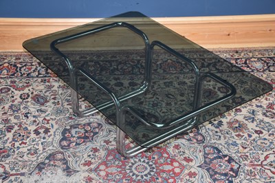 Lot 1156 - A mid century tubular chrome glass top coffee...