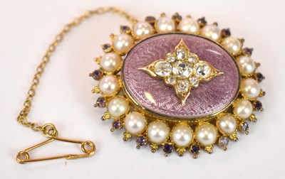Lot 1261 - A late Victorian yellow metal diamond, pearl,...