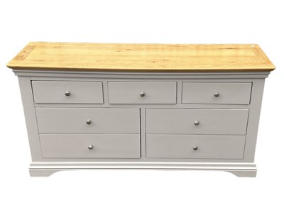 Lot 32 - A modern grey painted sideboard with light oak...