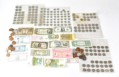 Lot 686 - A quantity of coins and banknotes, the coins...