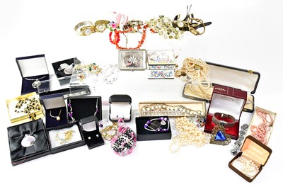 Lot 842 - A quantity of costume jewellery and watches,...