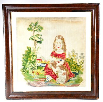 Lot 416 - A 19th century needlework embroidery panel of...
