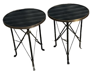 Lot 94 - A pair of contemporary circular marble topped...