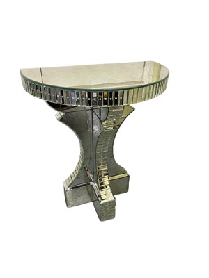 Lot 87 - A modern mirrored demi-lune wall mounted...