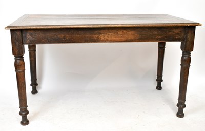 Lot 1503 - An Edwardian oak country kitchen type dining...