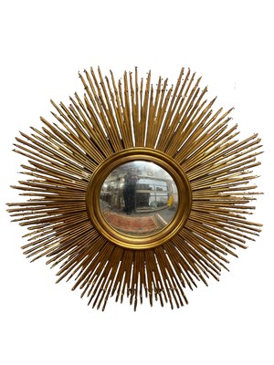 Lot 22 - A large reproduction gilt framed sunburst wall...