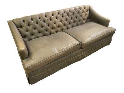 Lot 36 - A modern green upholstered button back three...